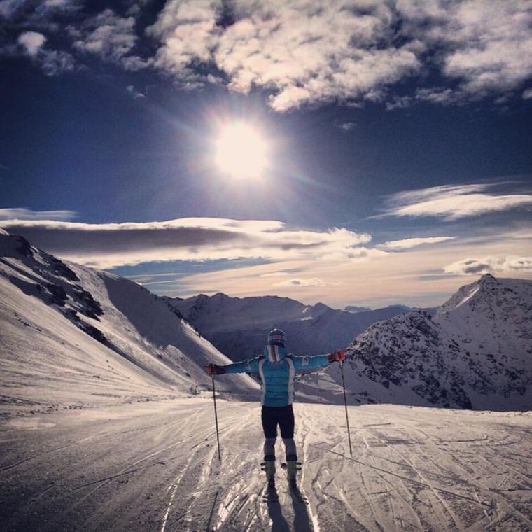 Standing on the slope against the sun