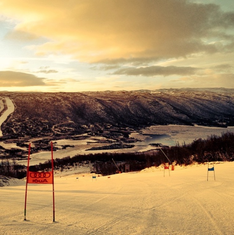 Golden light over an empty race slope